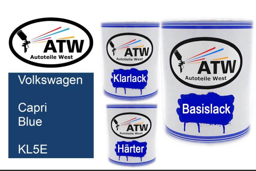 Volkswagen, Capri Blue, KL5E: 1L Lackdose + 1L Klarlack + 500ml Härter - Set, von ATW Autoteile West.